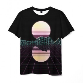 Мужская футболка 3D с принтом Retro Wave в Курске, 100% полиэфир | прямой крой, круглый вырез горловины, длина до линии бедер | hipster | neon | retro wave | vaporwave | геометрия | космос | неон | хипстер