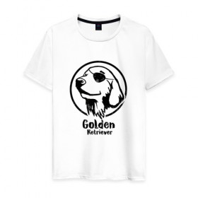 Мужская футболка хлопок с принтом Пират Золотистий ретривер в Курске, 100% хлопок | прямой крой, круглый вырез горловины, длина до линии бедер, слегка спущенное плечо. | 