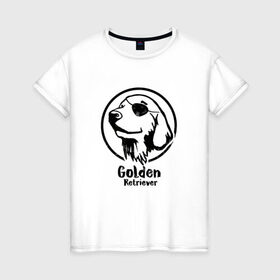 Женская футболка хлопок с принтом Пират Золотистий ретривер в Курске, 100% хлопок | прямой крой, круглый вырез горловины, длина до линии бедер, слегка спущенное плечо | 