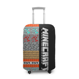 Чехол для чемодана 3D с принтом Minecraft (Blocks) в Курске, 86% полиэфир, 14% спандекс | двустороннее нанесение принта, прорези для ручек и колес | creeper | game | minecraft | игра | криппер | майн | майнкрафт | стив