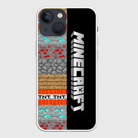 Чехол для iPhone 13 mini с принтом Minecraft (Blocks) в Курске,  |  | creeper | game | minecraft | игра | криппер | майн | майнкрафт | стив