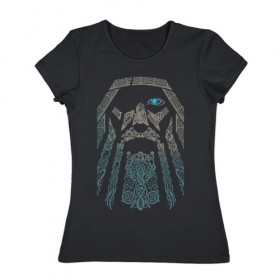 Женская футболка хлопок с принтом Odinn в Курске, 100% хлопок | прямой крой, круглый вырез горловины, длина до линии бедер, слегка спущенное плечо | good | viking | vikings | бог | викинг | викинги | кельтское | один | плетение | скандинавы | язычник