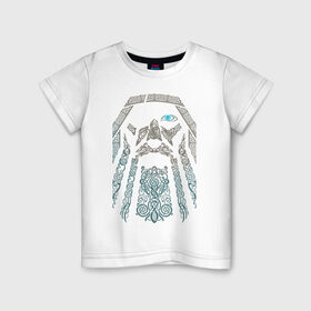 Детская футболка хлопок с принтом Odinn в Курске, 100% хлопок | круглый вырез горловины, полуприлегающий силуэт, длина до линии бедер | Тематика изображения на принте: good | viking | vikings | бог | викинг | викинги | кельтское | один | плетение | скандинавы | язычник
