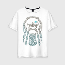 Женская футболка хлопок Oversize с принтом Odinn в Курске, 100% хлопок | свободный крой, круглый ворот, спущенный рукав, длина до линии бедер
 | good | viking | vikings | бог | викинг | викинги | кельтское | один | плетение | скандинавы | язычник