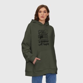 Худи SuperOversize хлопок с принтом Stay positive в Курске, 70% хлопок, 30% полиэстер, мягкий начес внутри | карман-кенгуру, эластичная резинка на манжетах и по нижней кромке, двухслойный капюшон
 | 