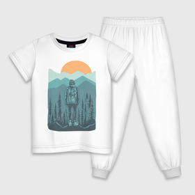 Детская пижама хлопок с принтом Adventure в Курске, 100% хлопок |  брюки и футболка прямого кроя, без карманов, на брюках мягкая резинка на поясе и по низу штанин
 | moutains | sun | turism | горы | закат | приключения | природа | тундра | туризм