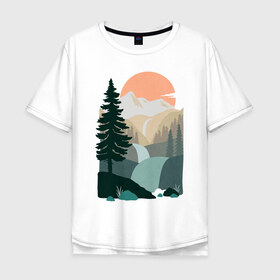 Мужская футболка хлопок Oversize с принтом Adventure в Курске, 100% хлопок | свободный крой, круглый ворот, “спинка” длиннее передней части | moutains | road | sun | travel | trip | turism | горы | дорога | закат | приключения | природа | тундра путешествия | туризм