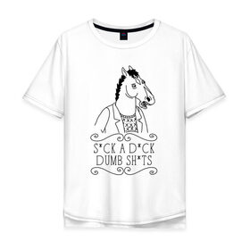 Мужская футболка хлопок Oversize с принтом BoJack в Курске, 100% хлопок | свободный крой, круглый ворот, “спинка” длиннее передней части | Тематика изображения на принте: bojack | horseman | боджек | конь