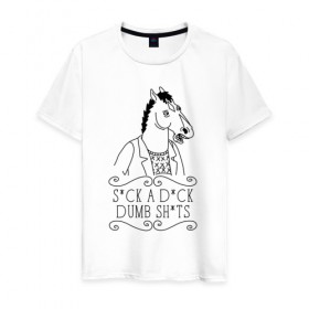 Мужская футболка хлопок с принтом BoJack в Курске, 100% хлопок | прямой крой, круглый вырез горловины, длина до линии бедер, слегка спущенное плечо. | Тематика изображения на принте: bojack | horseman | боджек | конь