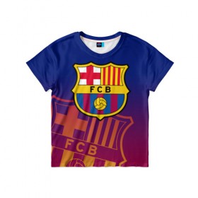 Детская футболка 3D с принтом Барселона в Курске, 100% гипоаллергенный полиэфир | прямой крой, круглый вырез горловины, длина до линии бедер, чуть спущенное плечо, ткань немного тянется | barca | barcelona | barsa | fc barcelona | барса | барселона | болел | испания | каталонцы | клубная | лалига | сине гранатовые | фанатская | форма | футбол | футбольная | футбольный клуб