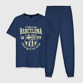 Мужская пижама хлопок с принтом Барселона в Курске, 100% хлопок | брюки и футболка прямого кроя, без карманов, на брюках мягкая резинка на поясе и по низу штанин
 | barca | barcelona | barsa | fc barcelona | барса | барселона | болел | испания | каталонцы | клубная | лалига | сине гранатовые | фанатская | форма | футбол | футбольная | футбольный клуб