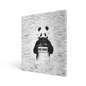 Холст квадратный с принтом BAD PANDA в Курске, 100% ПВХ |  | bad | bear | panda | медведь | панда
