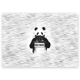 Поздравительная открытка с принтом BAD PANDA в Курске, 100% бумага | плотность бумаги 280 г/м2, матовая, на обратной стороне линовка и место для марки
 | bad | bear | panda | медведь | панда