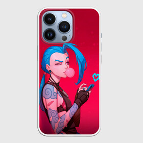 Чехол для iPhone 13 Pro с принтом Jinx in love в Курске,  |  | Тематика изображения на принте: game | heart | jinx | legends | legue | legueoflegends | lol | love | mobile | phone | безбашенная | джинкс | игра | легенд | лига | лигалегенд | лол | любовь | сердечко | сердце | стрелок | хулиганка