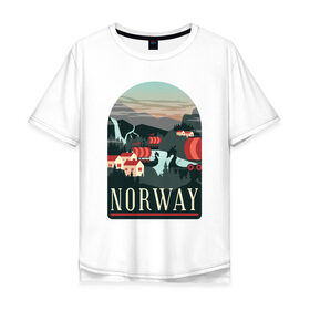 Мужская футболка хлопок Oversize с принтом Норвегия в Курске, 100% хлопок | свободный крой, круглый ворот, “спинка” длиннее передней части | norway | норвегия
