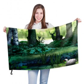 Флаг 3D с принтом Лес в Курске, 100% полиэстер | плотность ткани — 95 г/м2, размер — 67 х 109 см. Принт наносится с одной стороны | art | fantasy | nature | арт | природа | рисунок | фантазия | фентези