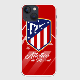 Чехол для iPhone 13 mini с принтом Атлетико Мадрид в Курске,  |  | atletico de madrid | atletico madrid | атлетико | атлетико мадрид | болельщи | испания | клубная | красно белые | лалига | мадрид | матрасники | фанатская | форма | футбол | футбольная