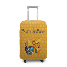 Чехол для чемодана 3D с принтом BumbleBee в Курске, 86% полиэфир, 14% спандекс | двустороннее нанесение принта, прорези для ручек и колес | 2019 | bumble bee | transformers | арт | бамблби | желтая | киборг | классная | мёд | надпись | прикольная | пчела | робот | соты | трансформеры | улей | фильм