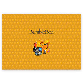 Поздравительная открытка с принтом BumbleBee в Курске, 100% бумага | плотность бумаги 280 г/м2, матовая, на обратной стороне линовка и место для марки
 | 2019 | bumble bee | transformers | арт | бамблби | желтая | киборг | классная | мёд | надпись | прикольная | пчела | робот | соты | трансформеры | улей | фильм