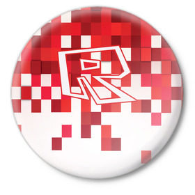 Значок с принтом Roblox в Курске,  металл | круглая форма, металлическая застежка в виде булавки | dynablocks | roblox | robux | белый | блоки | вселенная | герои | красный | кубики | роблокс | симулятор