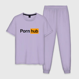 Мужская пижама хлопок с принтом PornHub в Курске, 100% хлопок | брюки и футболка прямого кроя, без карманов, на брюках мягкая резинка на поясе и по низу штанин
 | brazzers | браззерс