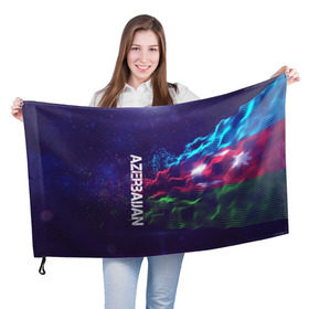 Флаг 3D с принтом ,Azerbaijan(Азербайджан) в Курске, 100% полиэстер | плотность ткани — 95 г/м2, размер — 67 х 109 см. Принт наносится с одной стороны | azerbaijan | flag | urban | азербайджан | город | мир | путешествие | символика | страны | флаг | флаги