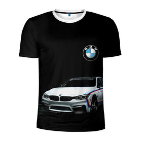 Мужская футболка 3D спортивная с принтом BMW в Курске, 100% полиэстер с улучшенными характеристиками | приталенный силуэт, круглая горловина, широкие плечи, сужается к линии бедра | bmw | авто | автомобиль | бмв | иномарка | логотип | машина | скорость