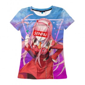 Женская футболка 3D с принтом Anime (Senpai 5) в Курске, 100% полиэфир ( синтетическое хлопкоподобное полотно) | прямой крой, круглый вырез горловины, длина до линии бедер | ahegao | anime | manga | sempai | senpai | аниме | ахегао | манга | семпай | сенпай