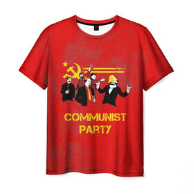 Мужская футболка 3D с принтом Communist party в Курске, 100% полиэфир | прямой крой, круглый вырез горловины, длина до линии бедер | вечеринка | звезда | кастро | коммунизм | коммунист | коммунистическая | ленин | мао | маркс | молот | партия | рауль | серп | сталин | тусовка | ульянов | фидель | цзиньпин | цзэдун | энгельс