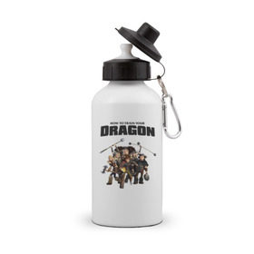 Бутылка спортивная с принтом Как приручить дракона в Курске, металл | емкость — 500 мл, в комплекте две пластиковые крышки и карабин для крепления | dragon | беззубик | викинги | дракон | мульт | мультфильм | фэнтези