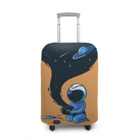 Чехол для чемодана 3D с принтом Космонавт и чернила в Курске, 86% полиэфир, 14% спандекс | двустороннее нанесение принта, прорези для ручек и колес | nasa | астронавт | астрономия | вселенная | звёзды | комета | космос | перо | планеты | скафандр | чернильница