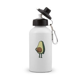 Бутылка спортивная с принтом Авокадо в Курске, металл | емкость — 500 мл, в комплекте две пластиковые крышки и карабин для крепления | Тематика изображения на принте: косточка | овощ | попка | фрукт