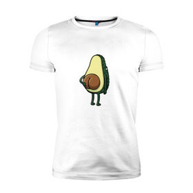 Мужская футболка премиум с принтом Авокадо в Курске, 92% хлопок, 8% лайкра | приталенный силуэт, круглый вырез ворота, длина до линии бедра, короткий рукав | косточка | овощ | попка | фрукт