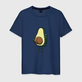 Мужская футболка хлопок с принтом Авокадо в Курске, 100% хлопок | прямой крой, круглый вырез горловины, длина до линии бедер, слегка спущенное плечо. | Тематика изображения на принте: косточка | овощ | попка | фрукт