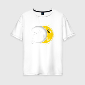 Женская футболка хлопок Oversize с принтом Солнечное Затмение в Курске, 100% хлопок | свободный крой, круглый ворот, спущенный рукав, длина до линии бедер
 | звезды | космос | луна | планета | солнце
