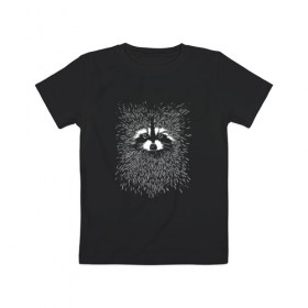 Детская футболка хлопок с принтом Енот в Курске, 100% хлопок | круглый вырез горловины, полуприлегающий силуэт, длина до линии бедер | raccoon | полоскун