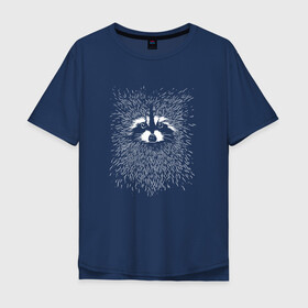 Мужская футболка хлопок Oversize с принтом Енот в Курске, 100% хлопок | свободный крой, круглый ворот, “спинка” длиннее передней части | raccoon | полоскун