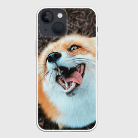 Чехол для iPhone 13 mini с принтом Довольная лиса в Курске,  |  | голова | животные | лиса | мордочка | пасть | природа | рыжая | язык