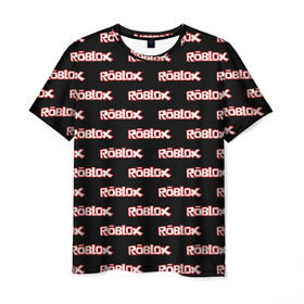 Мужская футболка 3D с принтом Roblox в Курске, 100% полиэфир | прямой крой, круглый вырез горловины, длина до линии бедер | Тематика изображения на принте: game | gamer | roblox | игры | логотип | роблокс