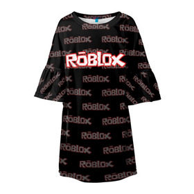Детское платье 3D с принтом Roblox в Курске, 100% полиэстер | прямой силуэт, чуть расширенный к низу. Круглая горловина, на рукавах — воланы | Тематика изображения на принте: game | gamer | roblox | игры | логотип | роблокс