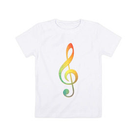 Детская футболка хлопок с принтом Скрипичный ключ, цветной. в Курске, 100% хлопок | круглый вырез горловины, полуприлегающий силуэт, длина до линии бедер | ключ | музыкальний ключ | скрипка