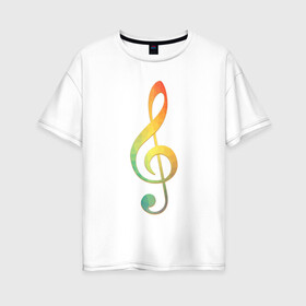 Женская футболка хлопок Oversize с принтом Скрипичный ключ цветной в Курске, 100% хлопок | свободный крой, круглый ворот, спущенный рукав, длина до линии бедер
 | Тематика изображения на принте: ключ | музыкальний ключ | скрипка