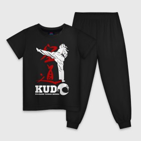 Детская пижама хлопок с принтом Kudo в Курске, 100% хлопок |  брюки и футболка прямого кроя, без карманов, на брюках мягкая резинка на поясе и по низу штанин
 | борьба | единоборства | кудо | спорт