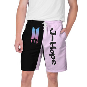 Мужские шорты 3D с принтом BTS J-hope в Курске,  полиэстер 100% | прямой крой, два кармана без застежек по бокам. Мягкая трикотажная резинка на поясе, внутри которой широкие завязки. Длина чуть выше колен | bts | j hope | бтс | группа | корейская | музыка | розовый | цветы | черный