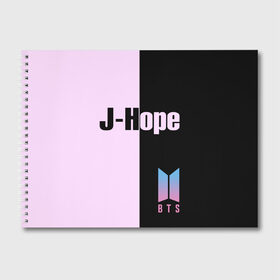 Альбом для рисования с принтом BTS J-hope в Курске, 100% бумага
 | матовая бумага, плотность 200 мг. | bts | j hope | бтс | группа | корейская | музыка | розовый | цветы | черный