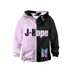Детская ветровка 3D с принтом BTS J-hope в Курске, 100% полиэстер | подол и капюшон оформлены резинкой с фиксаторами, по бокам два кармана без застежек, один потайной карман на груди | bts | j hope | бтс | группа | корейская | музыка | розовый | цветы | черный