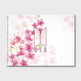 Альбом для рисования с принтом BTS в Курске, 100% бумага
 | матовая бумага, плотность 200 мг. | bts | бтс | группа | корейская | музыка | розовый | цветы