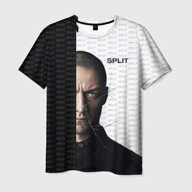 Мужская футболка 3D с принтом Сплит в Курске, 100% полиэфир | прямой крой, круглый вырез горловины, длина до линии бедер | split | кино | макэвой | неуязвимый | сплит | стекло | триллер | фильм | шьямалан