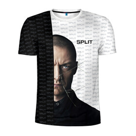 Мужская футболка 3D спортивная с принтом Сплит в Курске, 100% полиэстер с улучшенными характеристиками | приталенный силуэт, круглая горловина, широкие плечи, сужается к линии бедра | split | кино | макэвой | неуязвимый | сплит | стекло | триллер | фильм | шьямалан