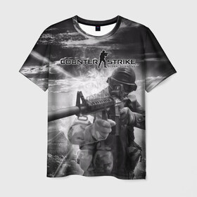 Мужская футболка 3D с принтом Counter Strike в Курске, 100% полиэфир | прямой крой, круглый вырез горловины, длина до линии бедер | battle | counter | global | offensive | royale | strike | контр | оружия | страйк | шутер